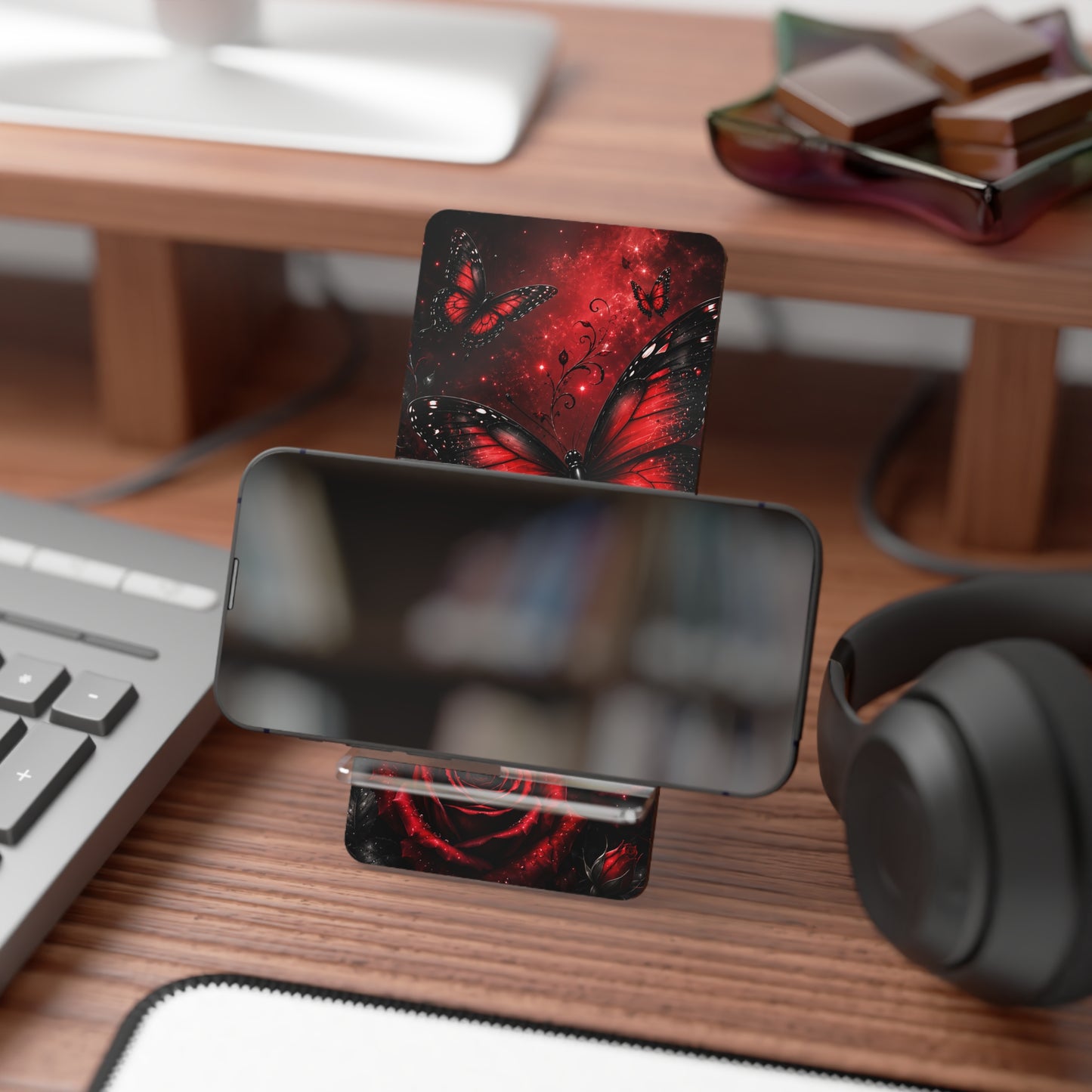 Crimson Metamorphosis™ Mobile Display Stand for Smartphones | Decorative Phone Stand