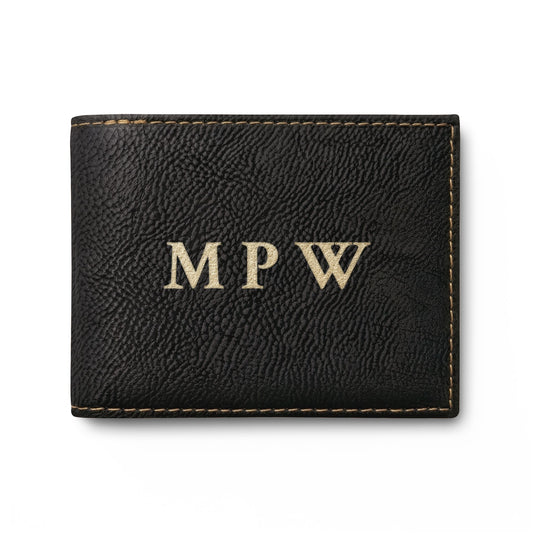 Personalized Monogram RFID Bi-Fold Wallet with Flip-Up ID Holder | Custom Engraved Initials Wallet