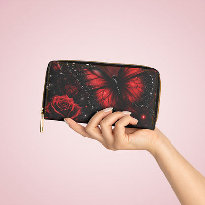 Crimson Metamorphosis™ Zipper Wallet | Faux Leather Wallet with RFID-Style Organization
