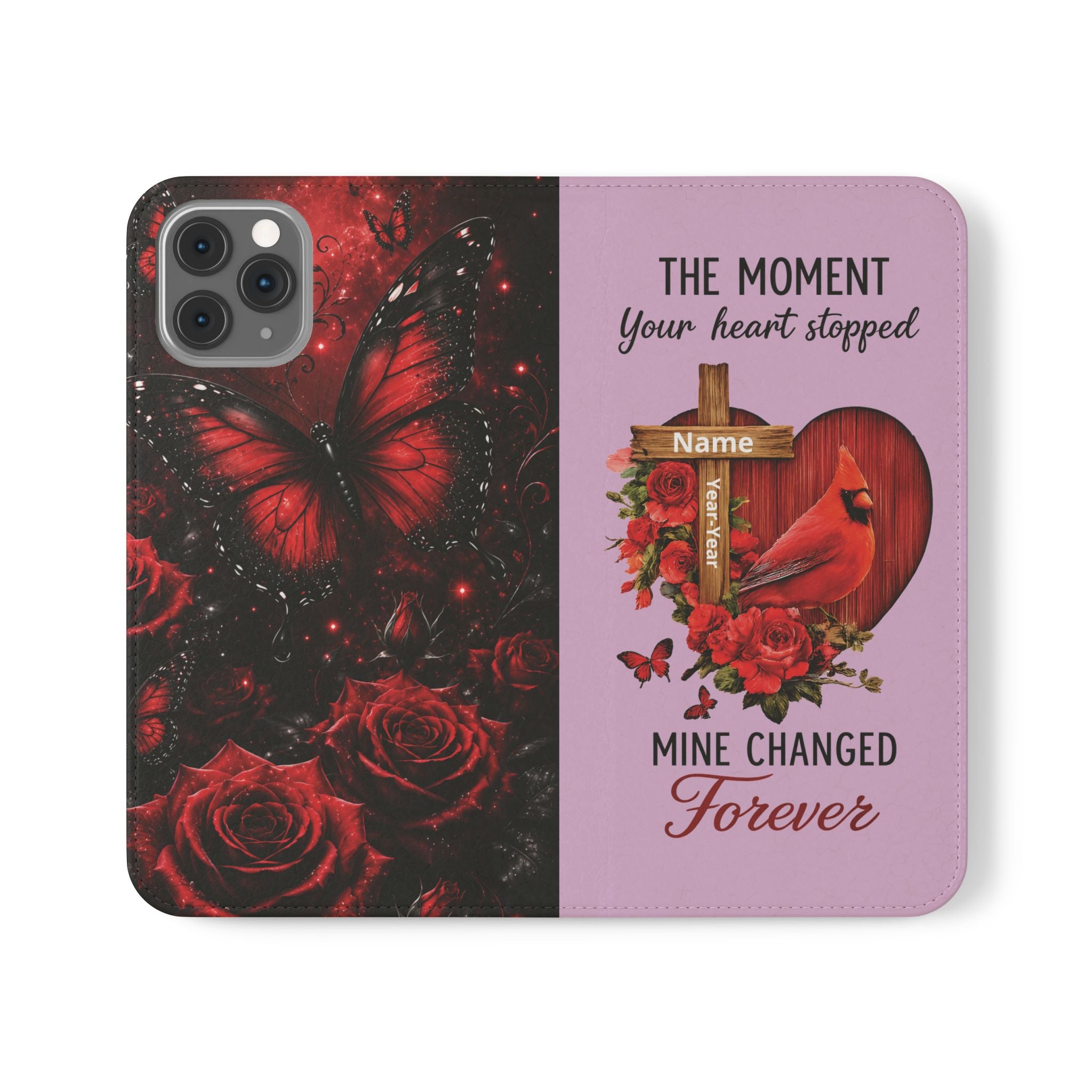 Cardinal's Promise™ Personalized Memorial Flip Wallet Case for iPhone 11-17 Series