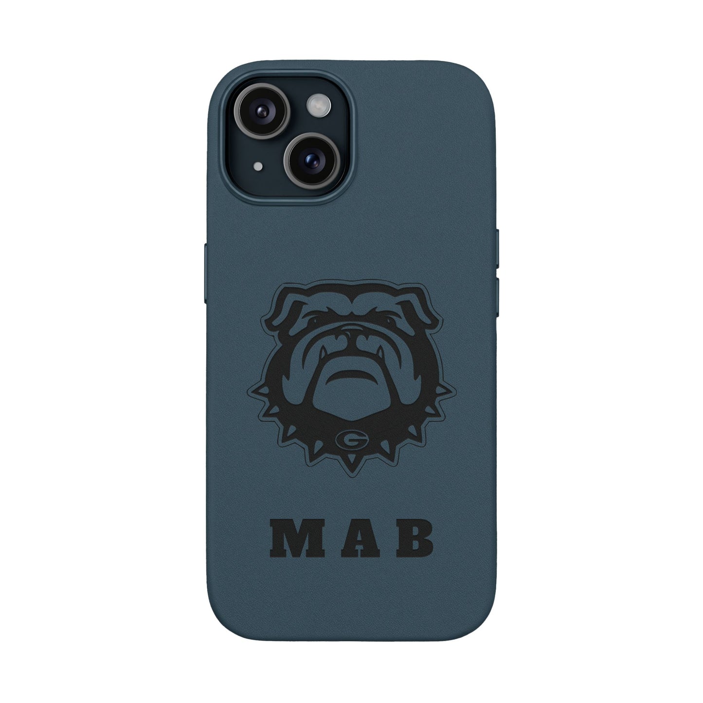 Personalized Georgia Bulldog™ Monogram Engraved PU Leather Phone Case | Custom Initials