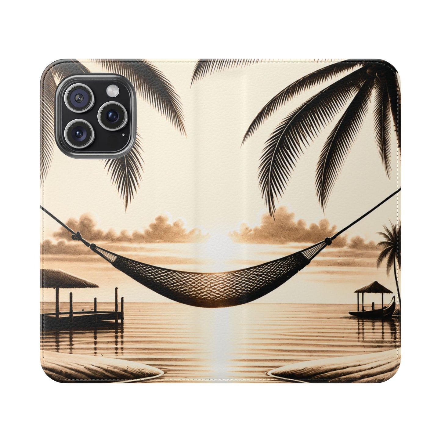 Island Serenity™ Faux Leather Flip Wallet Case for iPhone