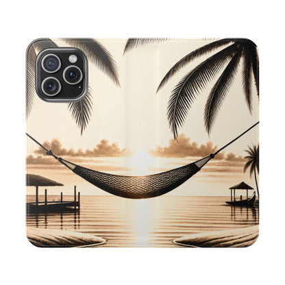 Island Serenity™ Faux Leather Flip Wallet Case for iPhone