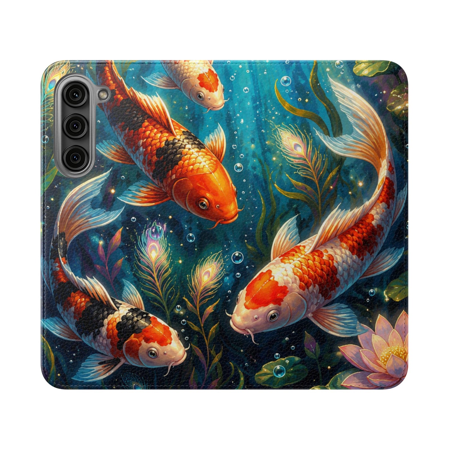 Koi Serenity™ Premium Leather Flip Wallet Case for Samsung Galaxy