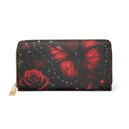 Crimson Metamorphosis™ Zipper Wallet | Faux Leather Wallet with RFID-Style Organization