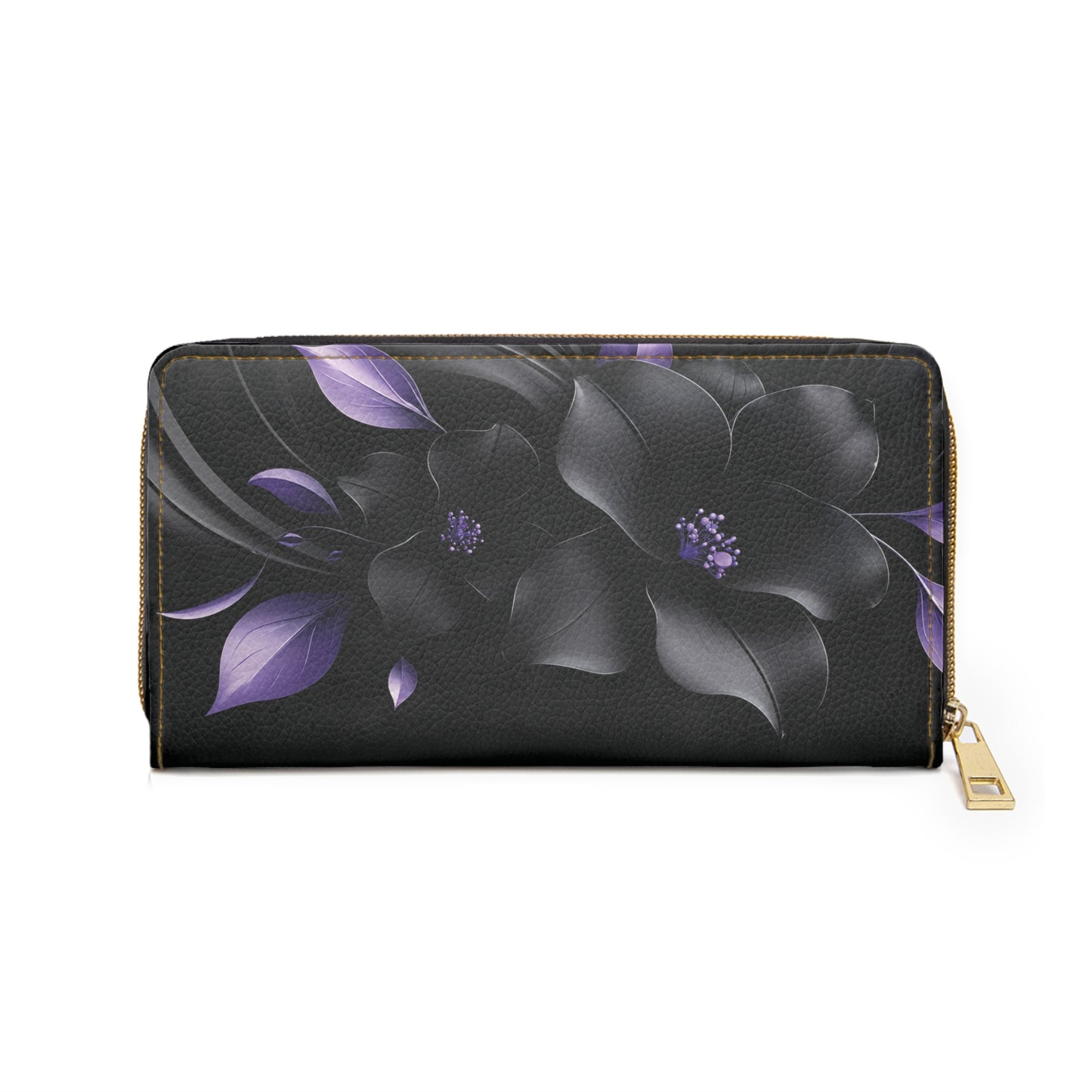 Midnight Lavender™ Zipper Wallet | Floral Faux Leather Travel Wallet