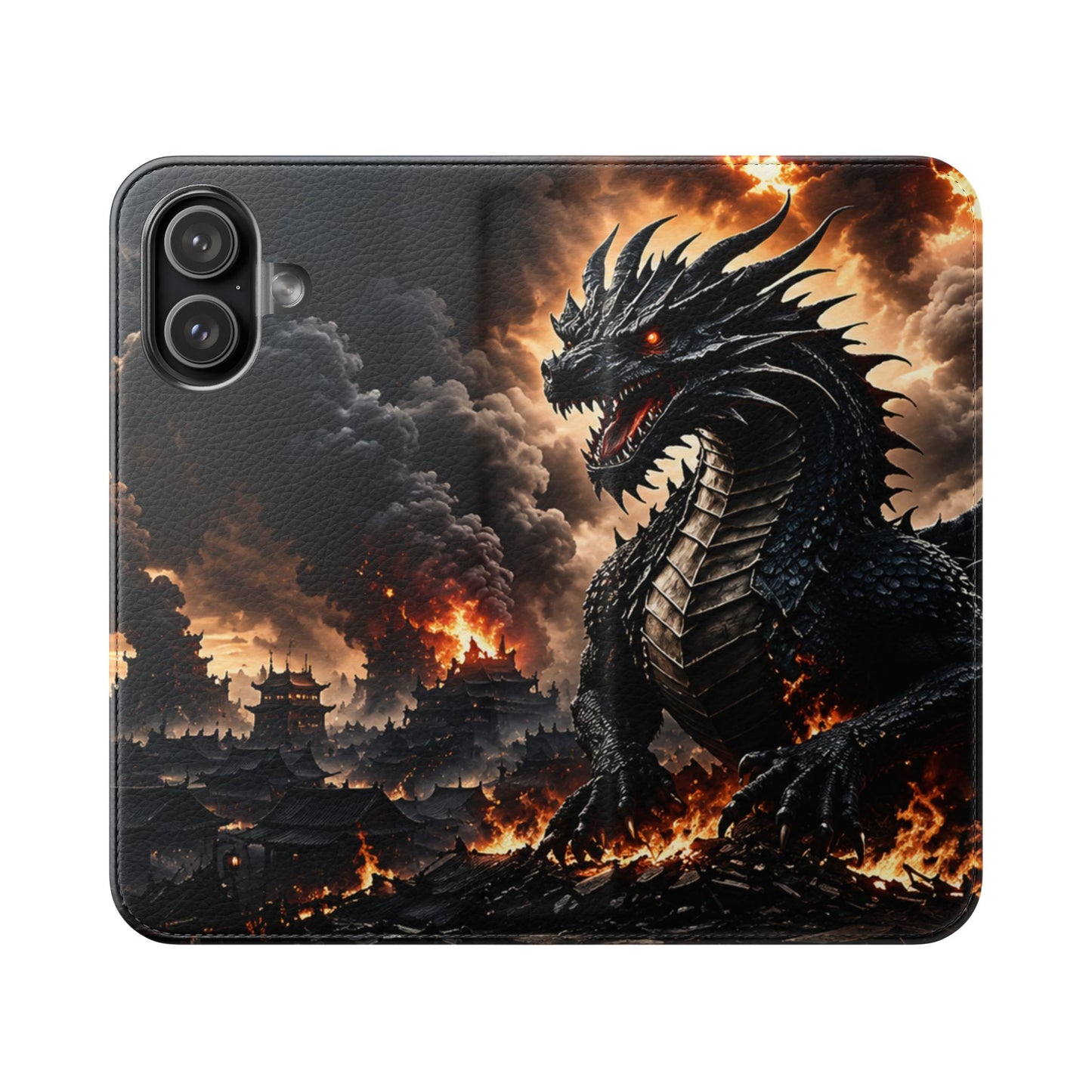 Ashen Dominion™ Flip Case for iPhone | Premium Vegan Leather Wallet Case