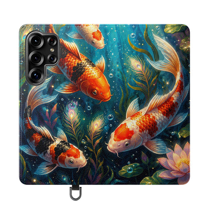 Koi Serenity™ Premium Leather Flip Wallet Case for Samsung Galaxy