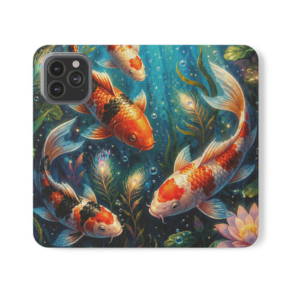 Koi Serenity™ Premium Leather Flip Wallet Case for iPhone