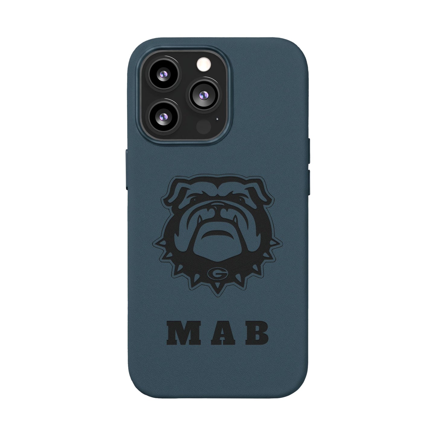 Personalized Georgia Bulldog™ Monogram Engraved PU Leather Phone Case | Custom Initials