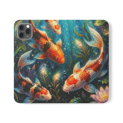 Koi Serenity™ Premium Leather Flip Wallet Case for iPhone