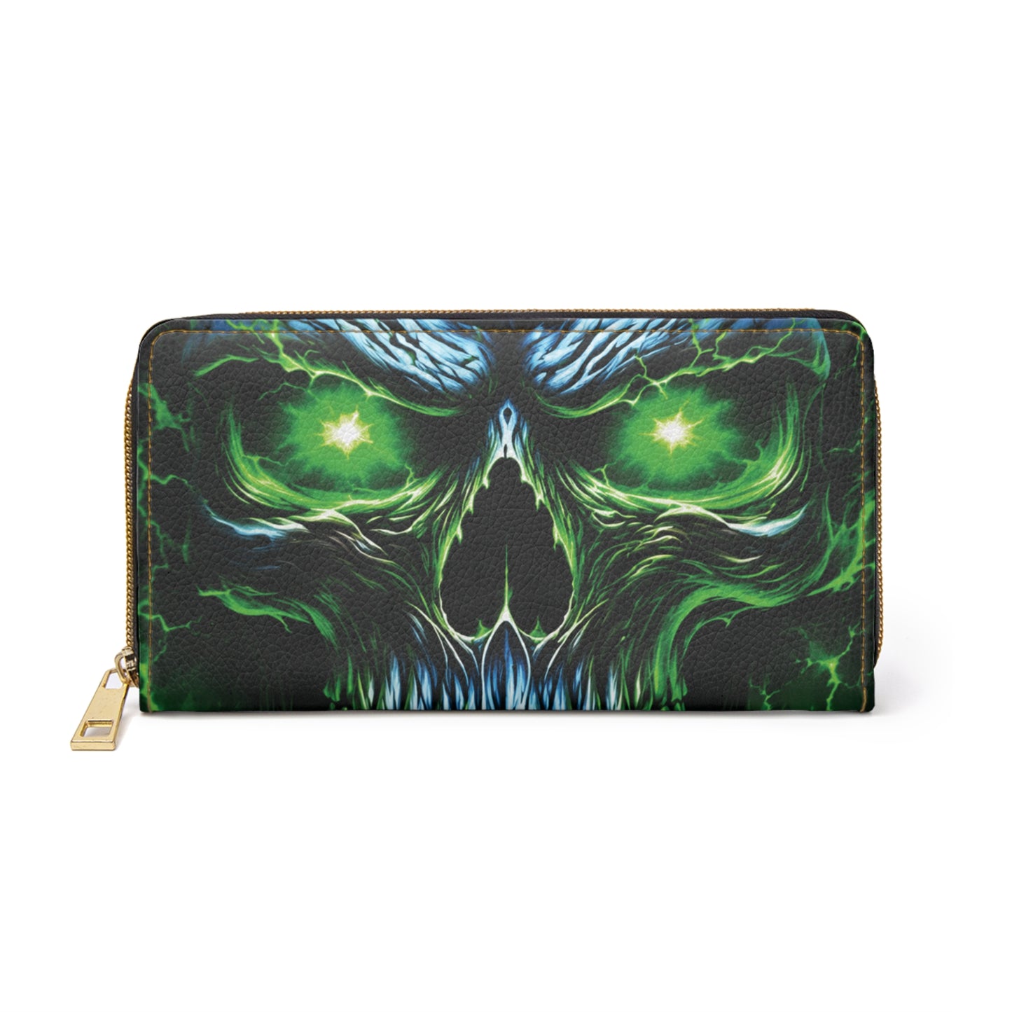 NecroVolt™ Zipper Wallet | Gothic Skull Faux Leather Wallet