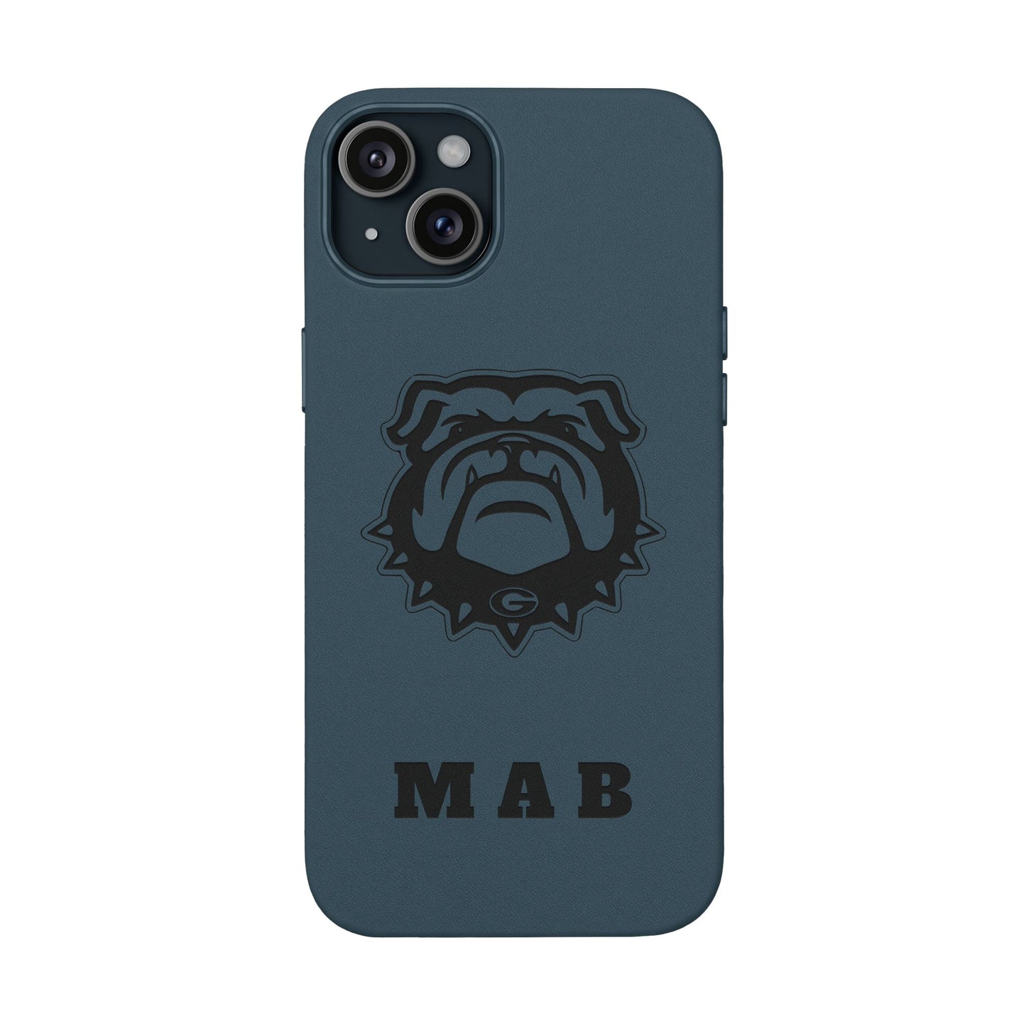 Personalized Georgia Bulldog™ Monogram Engraved PU Leather Phone Case | Custom Initials