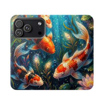 Koi Serenity™ Premium Leather Flip Wallet Case for iPhone