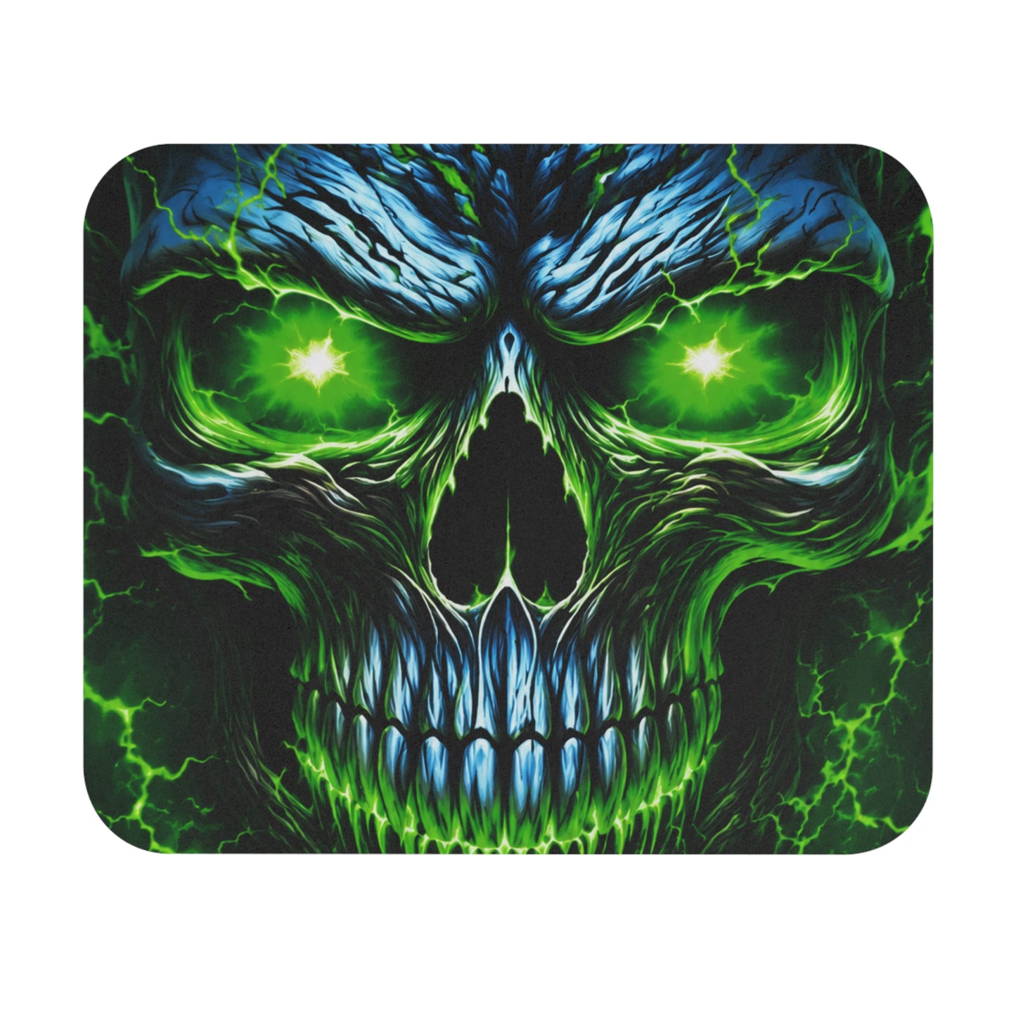 NecroVolt™ Rectangle Mouse Pad | Neon Skull Gaming & Desk Mouse Pad