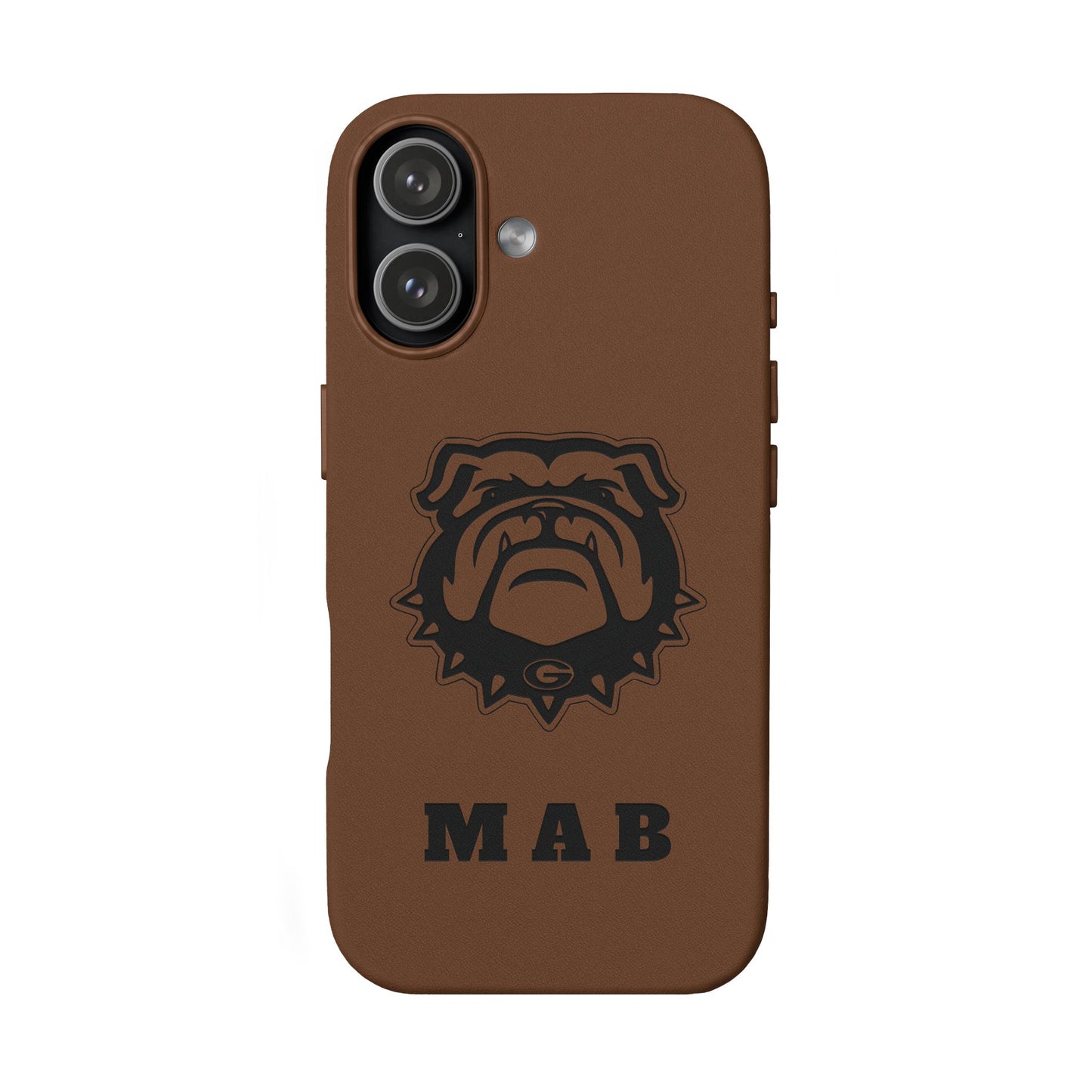 Personalized Georgia Bulldog™ Monogram Engraved PU Leather Phone Case | Custom Initials