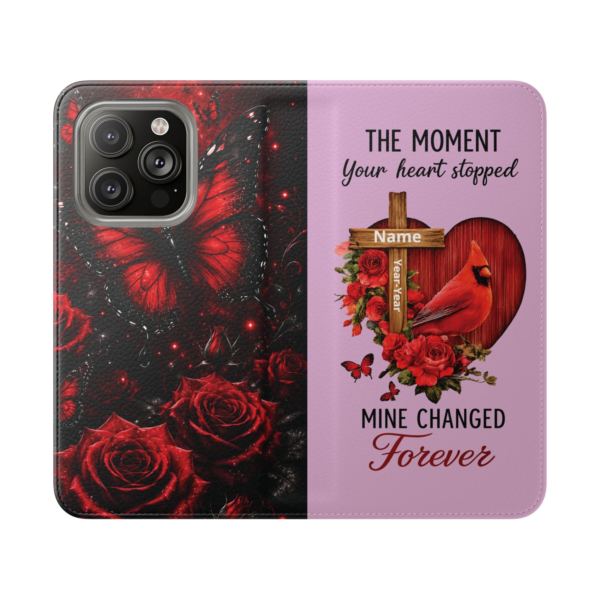 Cardinal's Promise™ Personalized Memorial Flip Wallet Case for iPhone 11-17 Series