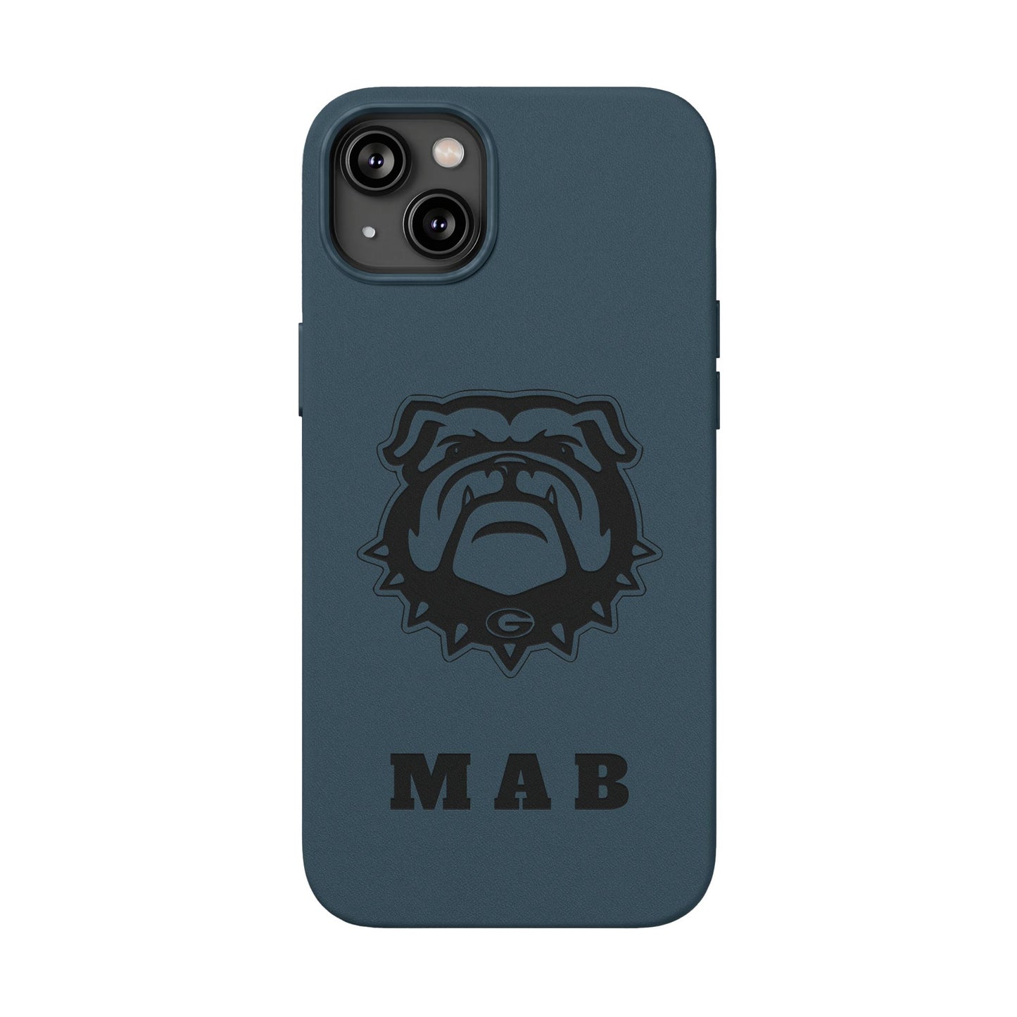 Personalized Georgia Bulldog™ Monogram Engraved PU Leather Phone Case | Custom Initials