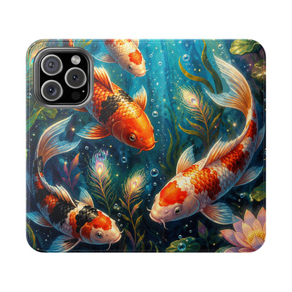Koi Serenity™ Premium Leather Flip Wallet Case for iPhone