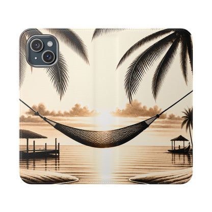 Island Serenity™ Faux Leather Flip Wallet Case for iPhone