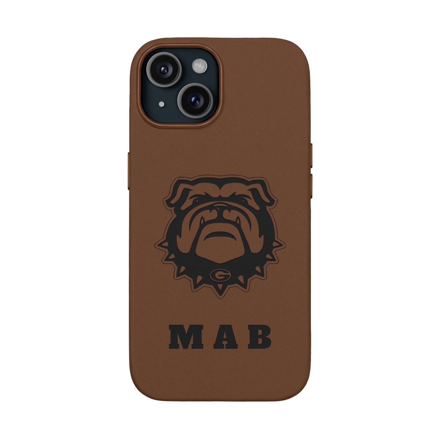 Personalized Georgia Bulldog™ Monogram Engraved PU Leather Phone Case | Custom Initials