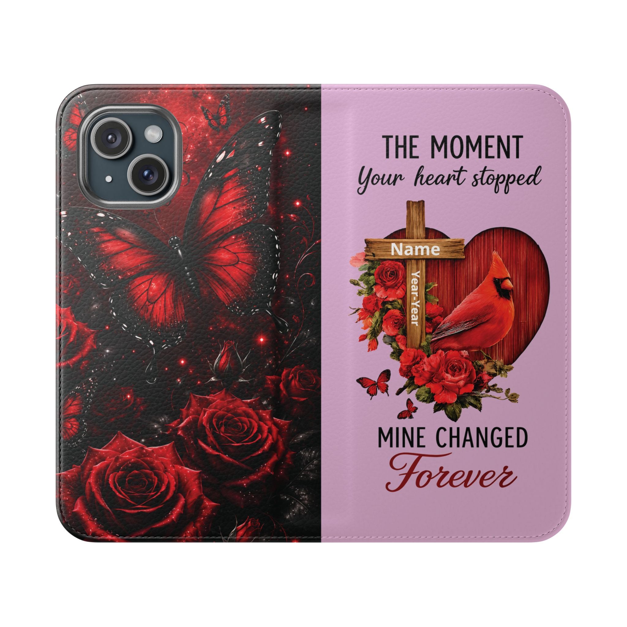 Cardinal's Promise™ Personalized Memorial Flip Wallet Case for iPhone 11-17 Series