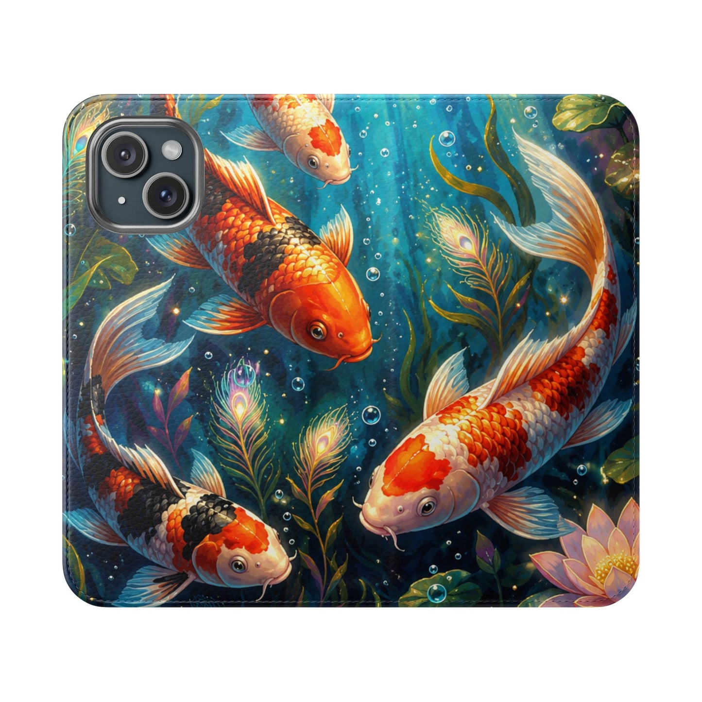 Koi Serenity™ Premium Leather Flip Wallet Case for iPhone