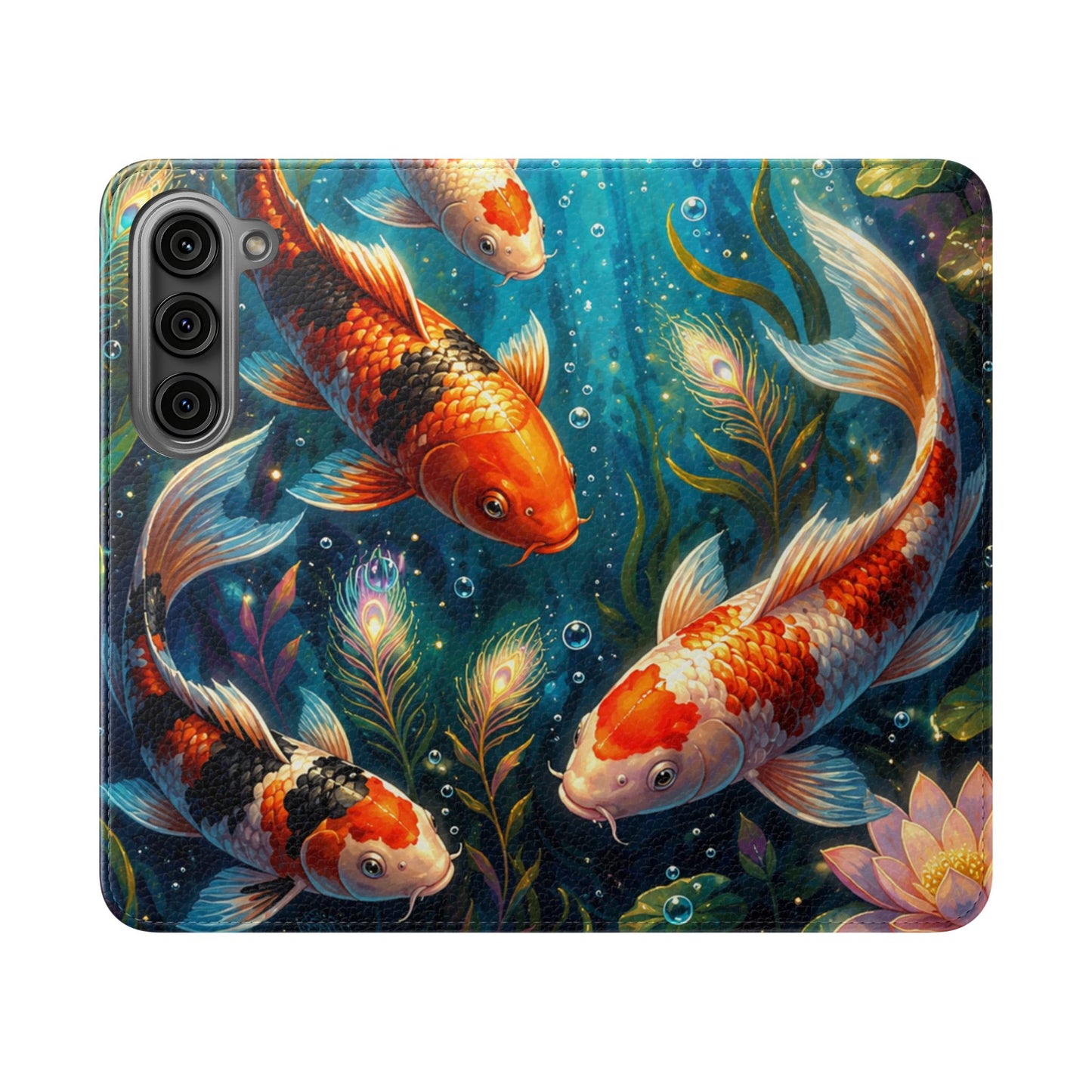 Koi Serenity™ Premium Leather Flip Wallet Case for Samsung Galaxy