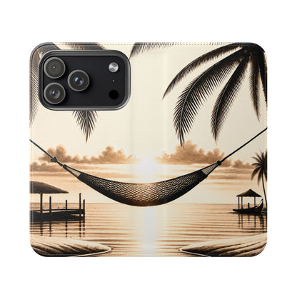 Island Serenity™ Faux Leather Flip Wallet Case for iPhone