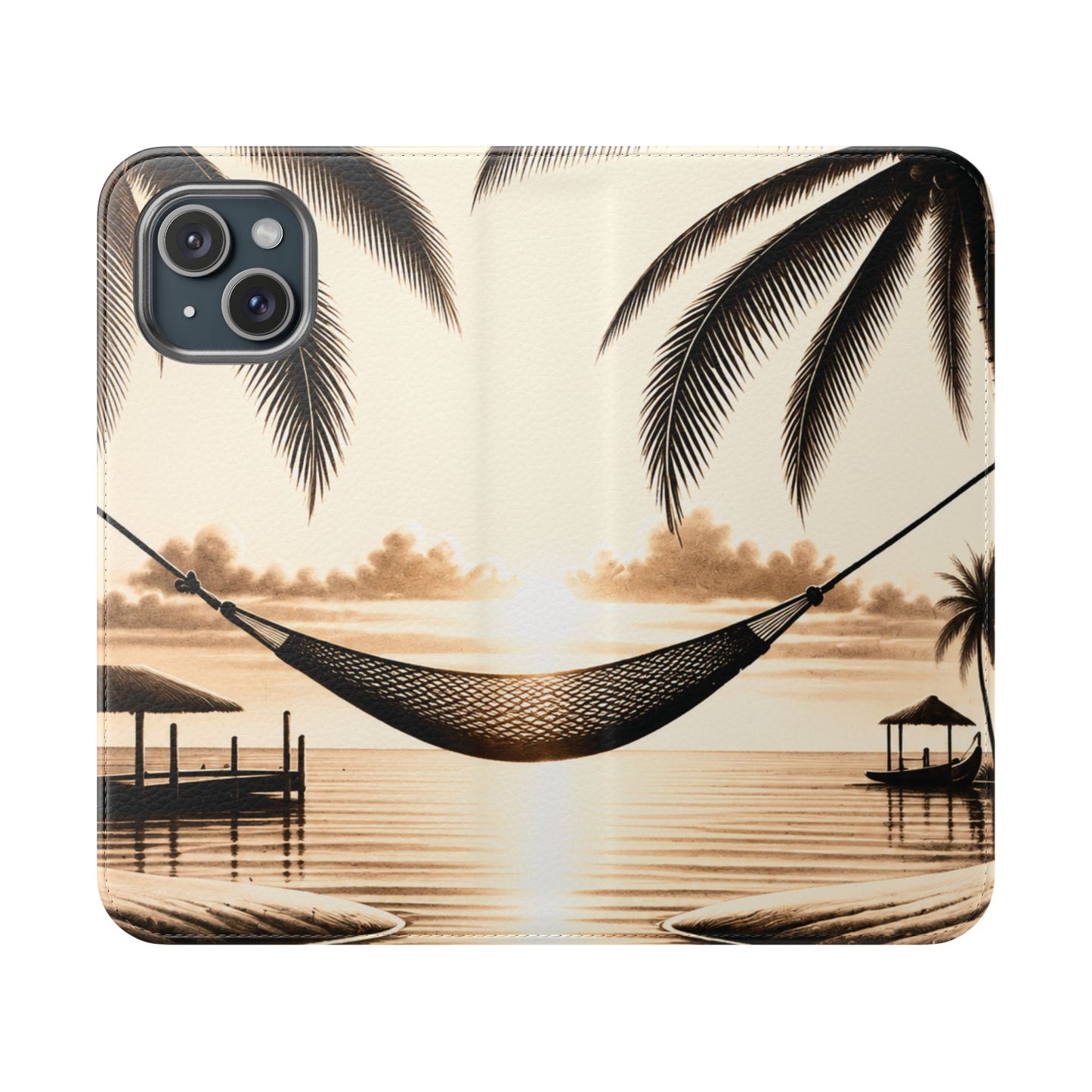 Island Serenity™ Faux Leather Flip Wallet Case for iPhone