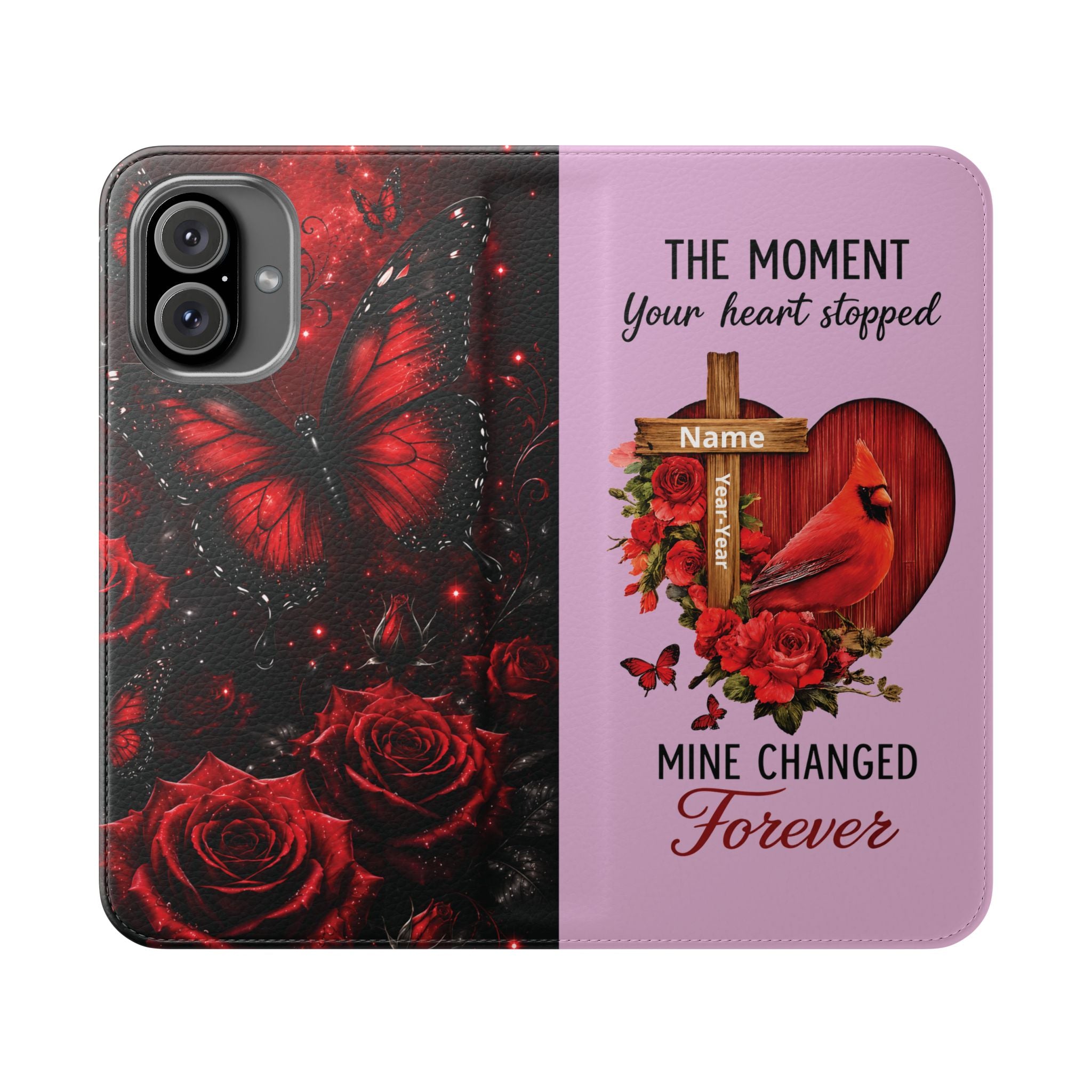 Cardinal's Promise™ Personalized Memorial Flip Wallet Case for iPhone 11-17 Series