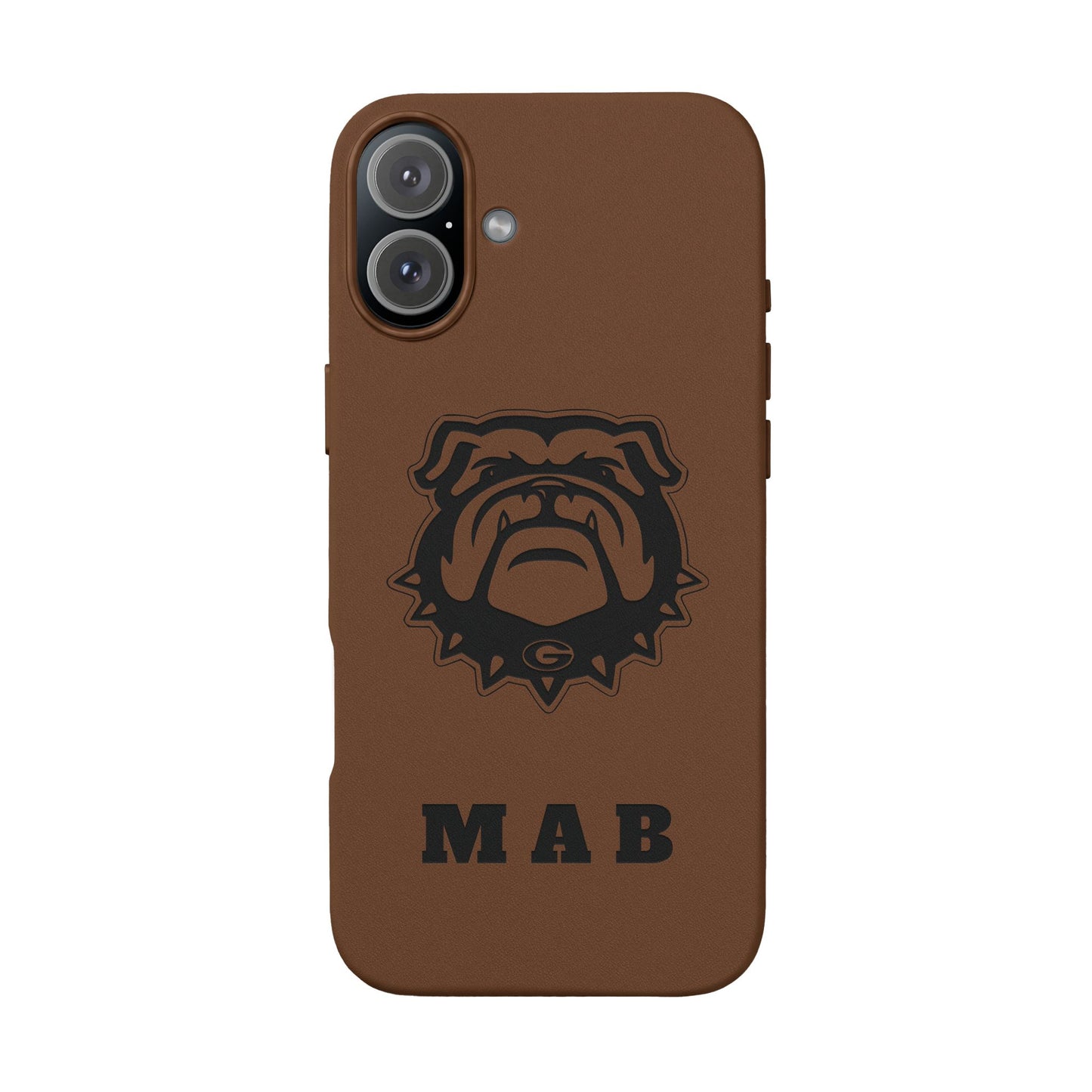 Personalized Georgia Bulldog™ Monogram Engraved PU Leather Phone Case | Custom Initials