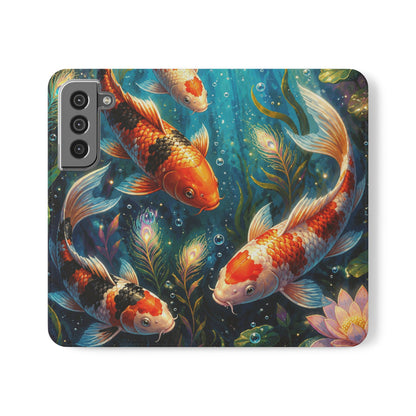 Koi Serenity™ Premium Leather Flip Wallet Case for Samsung Galaxy