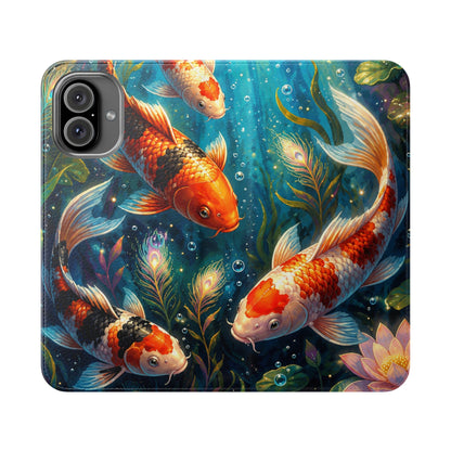 Koi Serenity™ Premium Leather Flip Wallet Case for iPhone