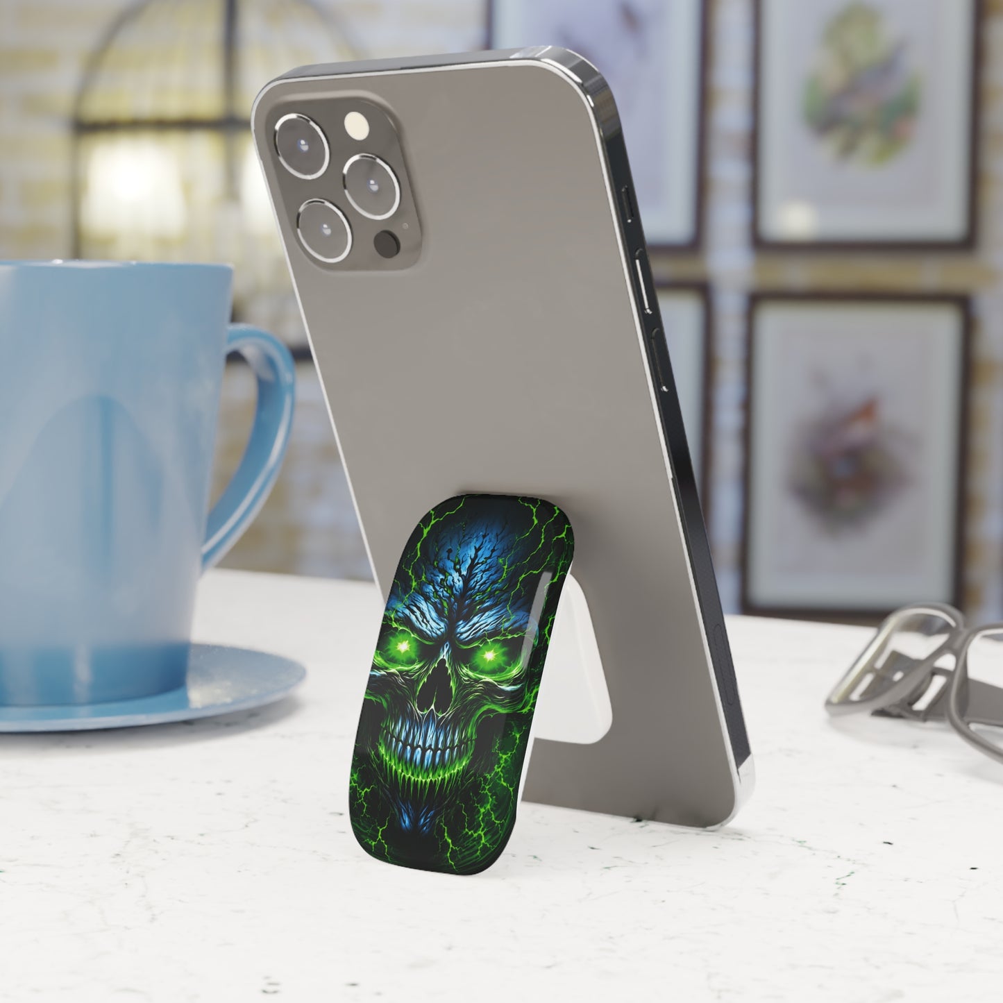 NecroVolt™ Phone Click-On Grip | Skull Phone Grip & Kickstand