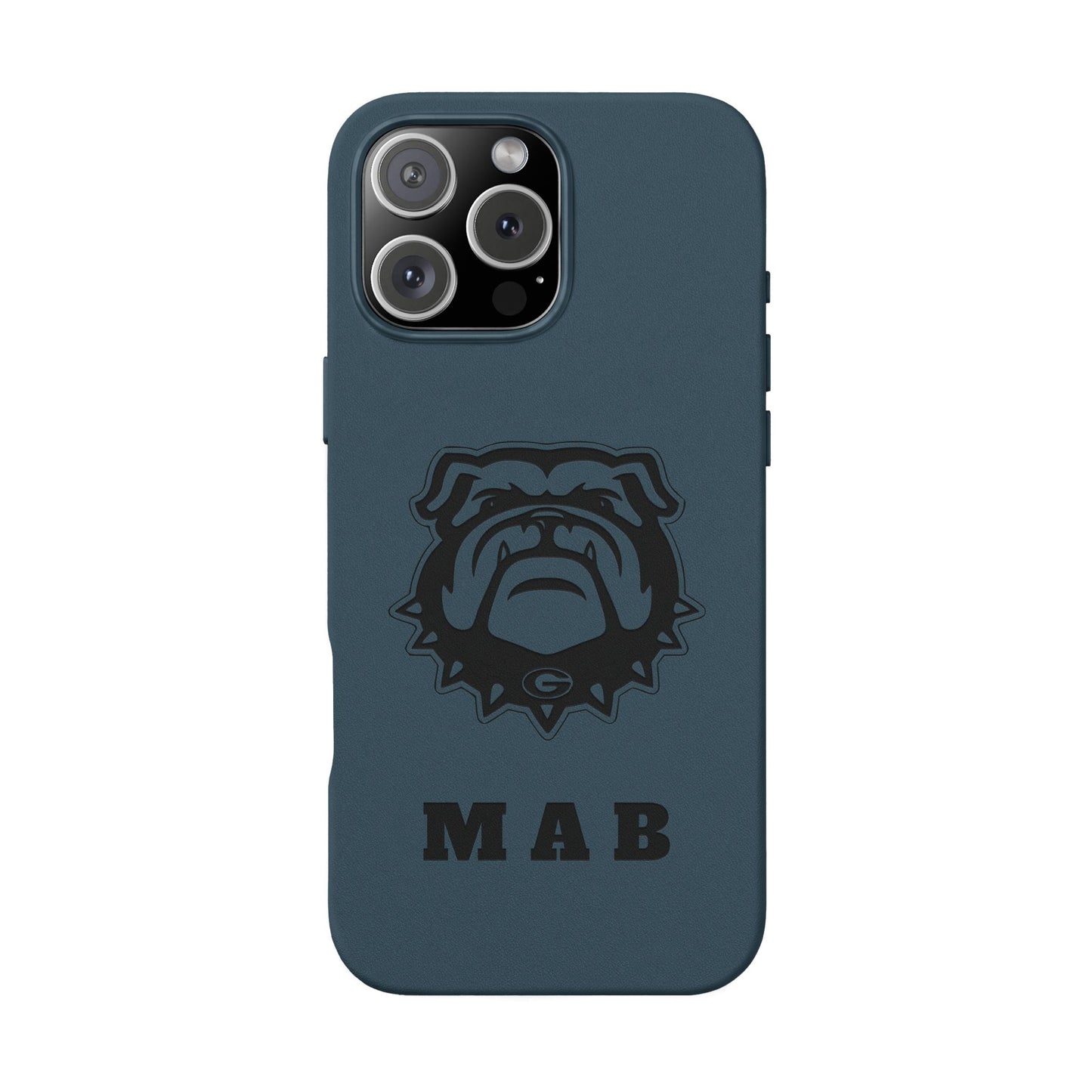 Personalized Georgia Bulldog™ Monogram Engraved PU Leather Phone Case | Custom Initials