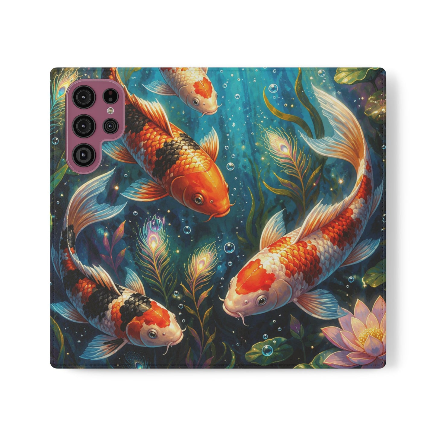 Koi Serenity™ Premium Leather Flip Wallet Case for Samsung Galaxy