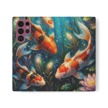 Koi Serenity™ Premium Leather Flip Wallet Case for Samsung Galaxy