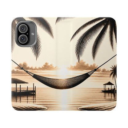 Island Serenity™ Faux Leather Flip Wallet Case for iPhone