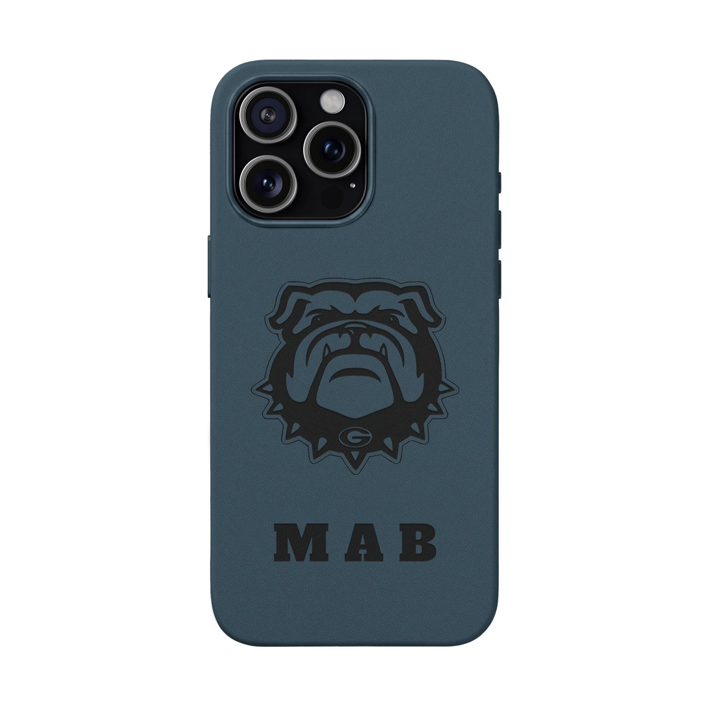 Personalized Georgia Bulldog™ Monogram Engraved PU Leather Phone Case | Custom Initials