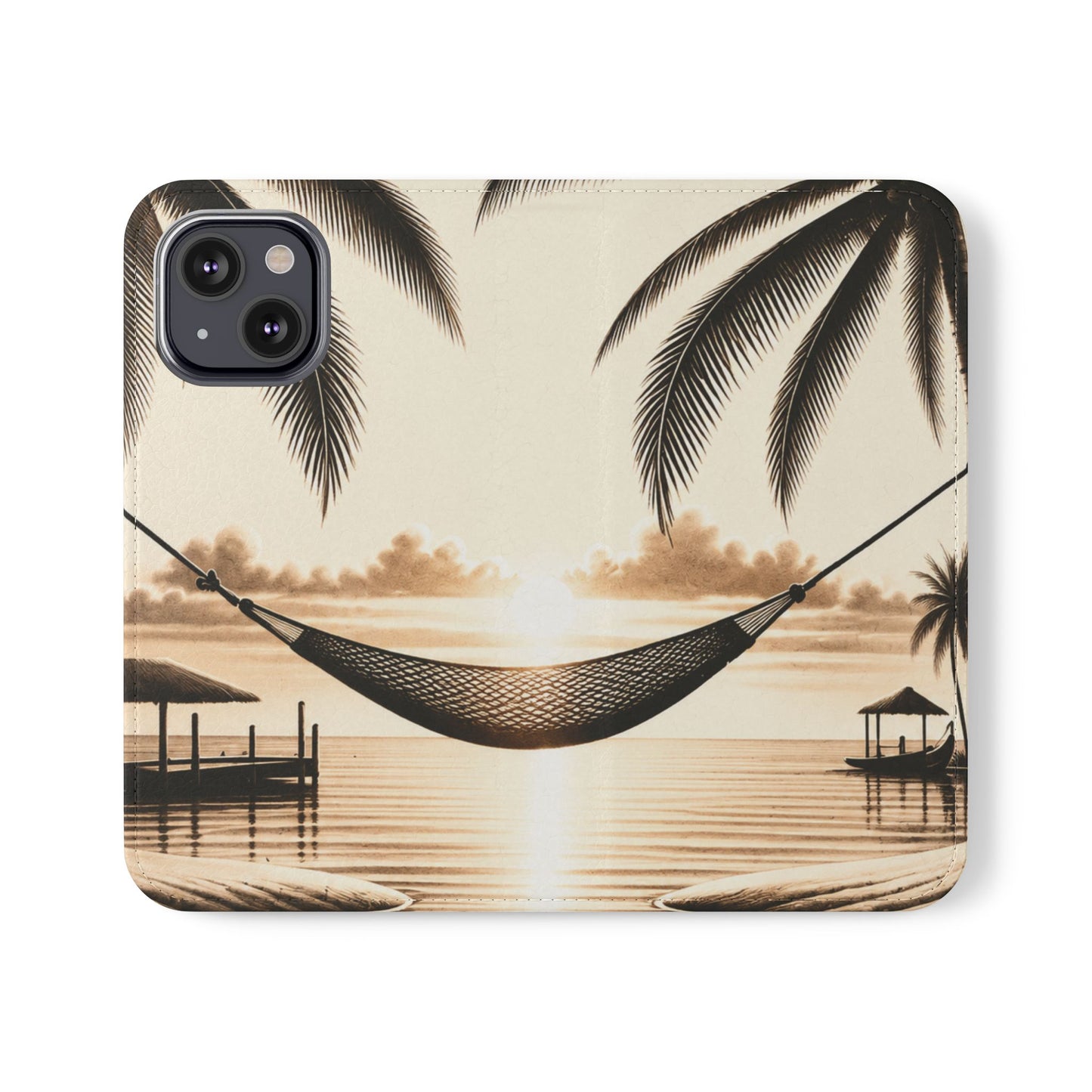 Island Serenity™ Faux Leather Flip Wallet Case for iPhone