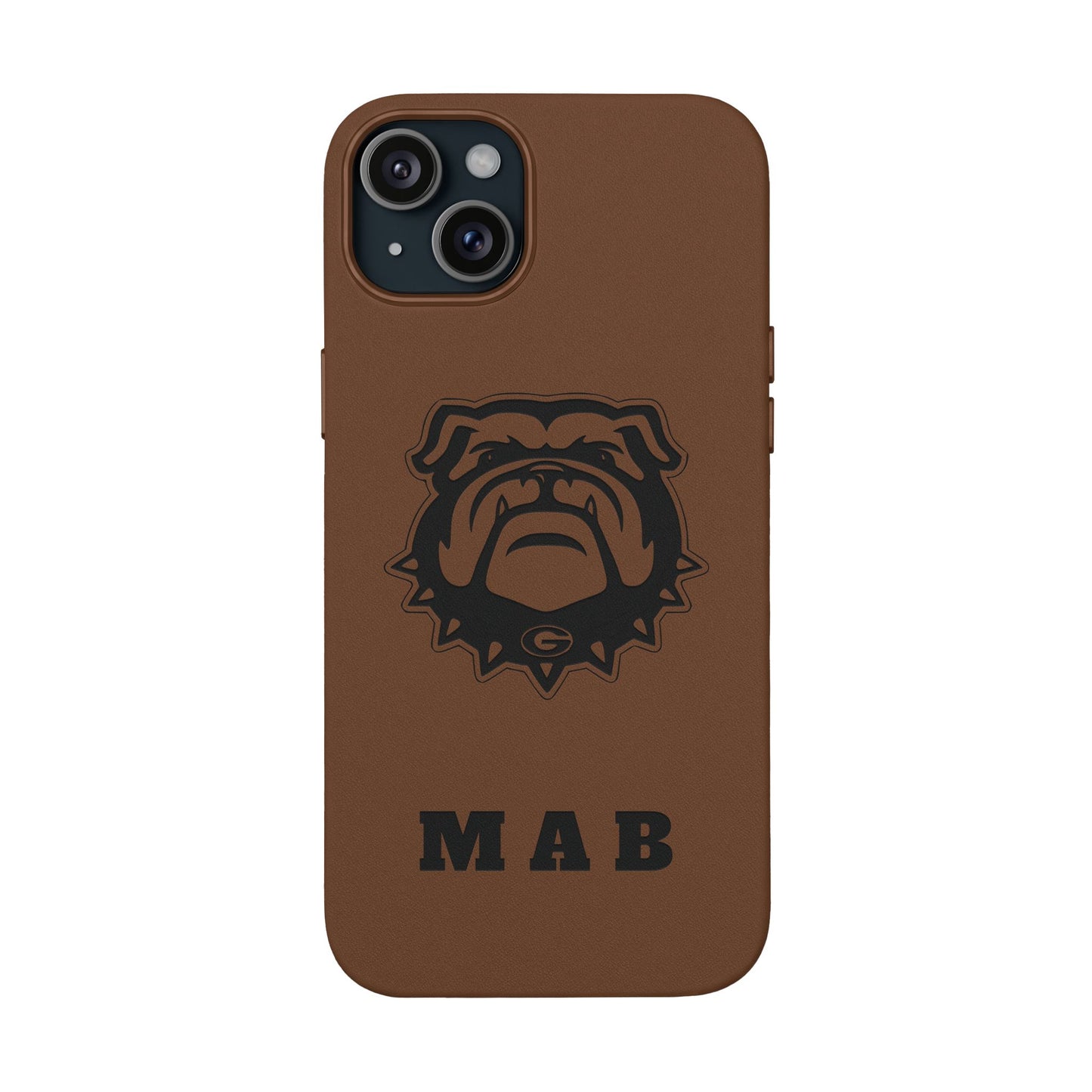 Personalized Georgia Bulldog™ Monogram Engraved PU Leather Phone Case | Custom Initials