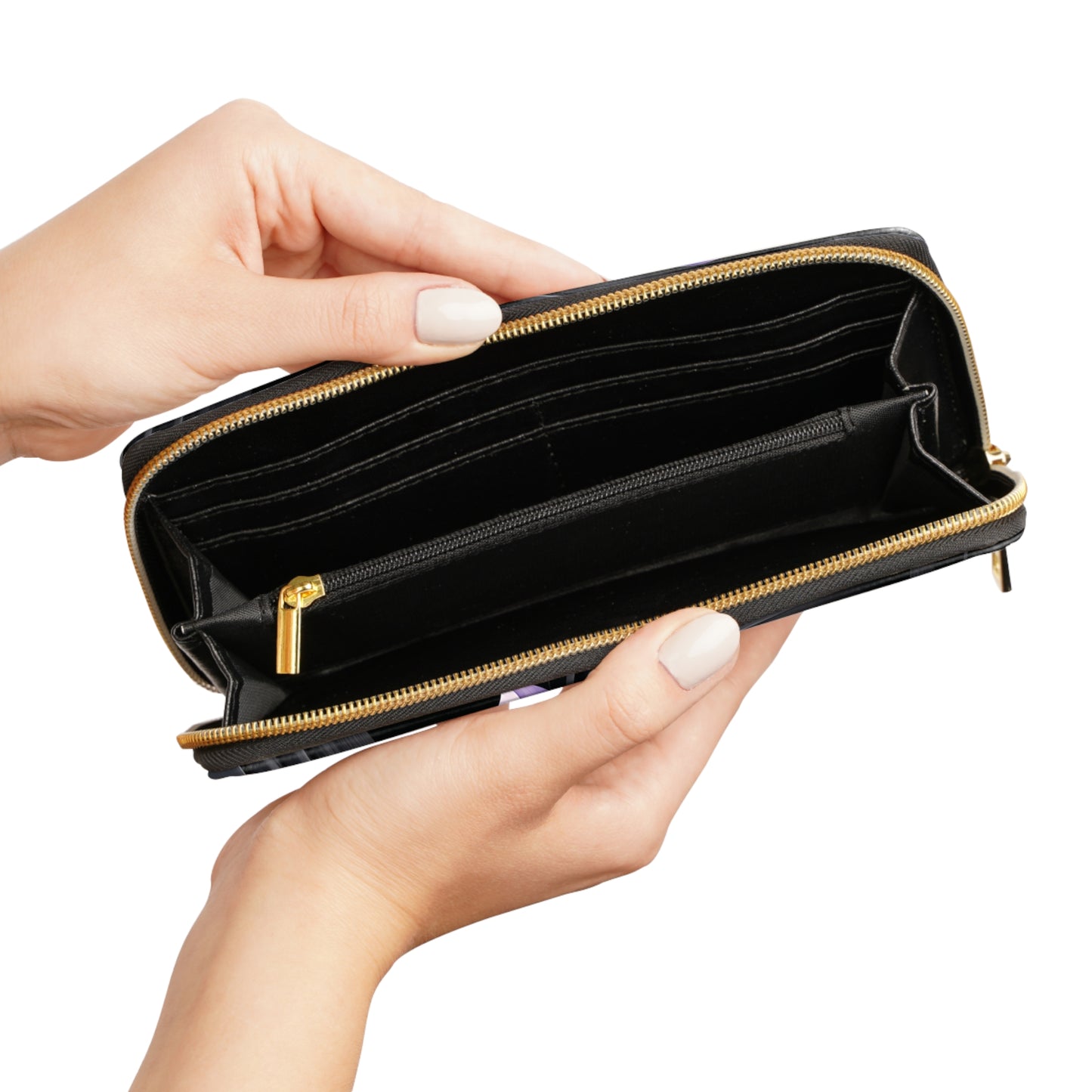 Midnight Lavender™ Zipper Wallet | Floral Faux Leather Travel Wallet