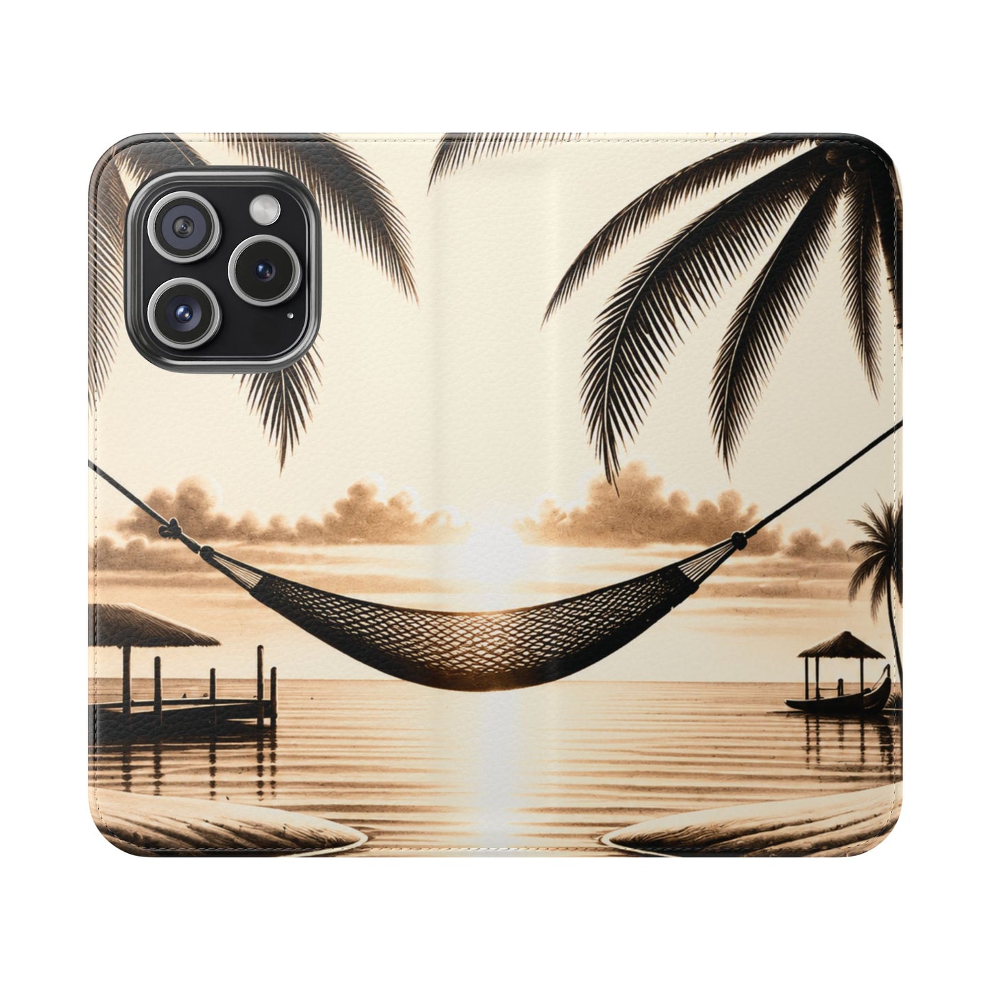 Island Serenity™ Faux Leather Flip Wallet Case for iPhone