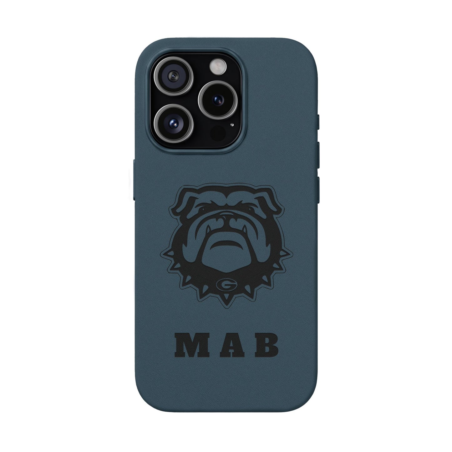 Personalized Georgia Bulldog™ Monogram Engraved PU Leather Phone Case | Custom Initials