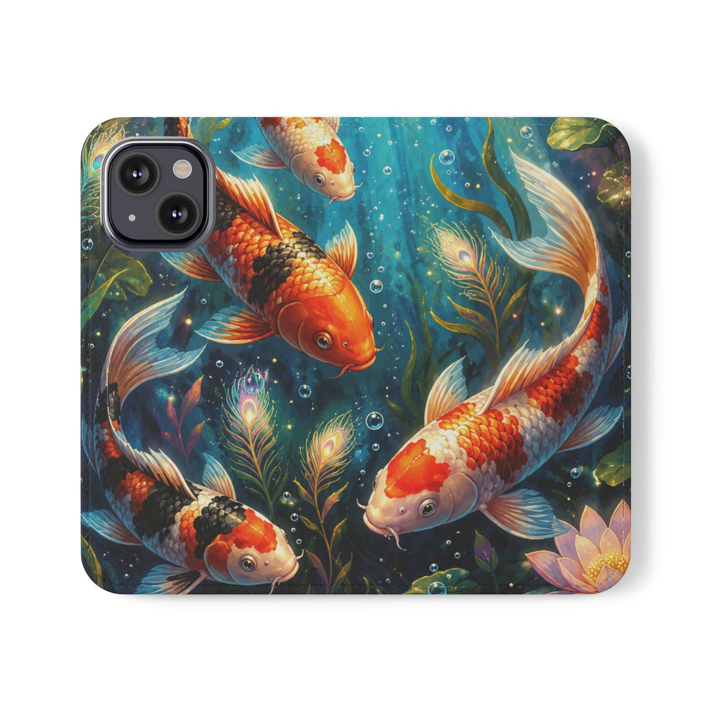 Koi Serenity™ Premium Leather Flip Wallet Case for iPhone