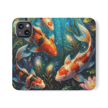 Koi Serenity™ Premium Leather Flip Wallet Case for iPhone
