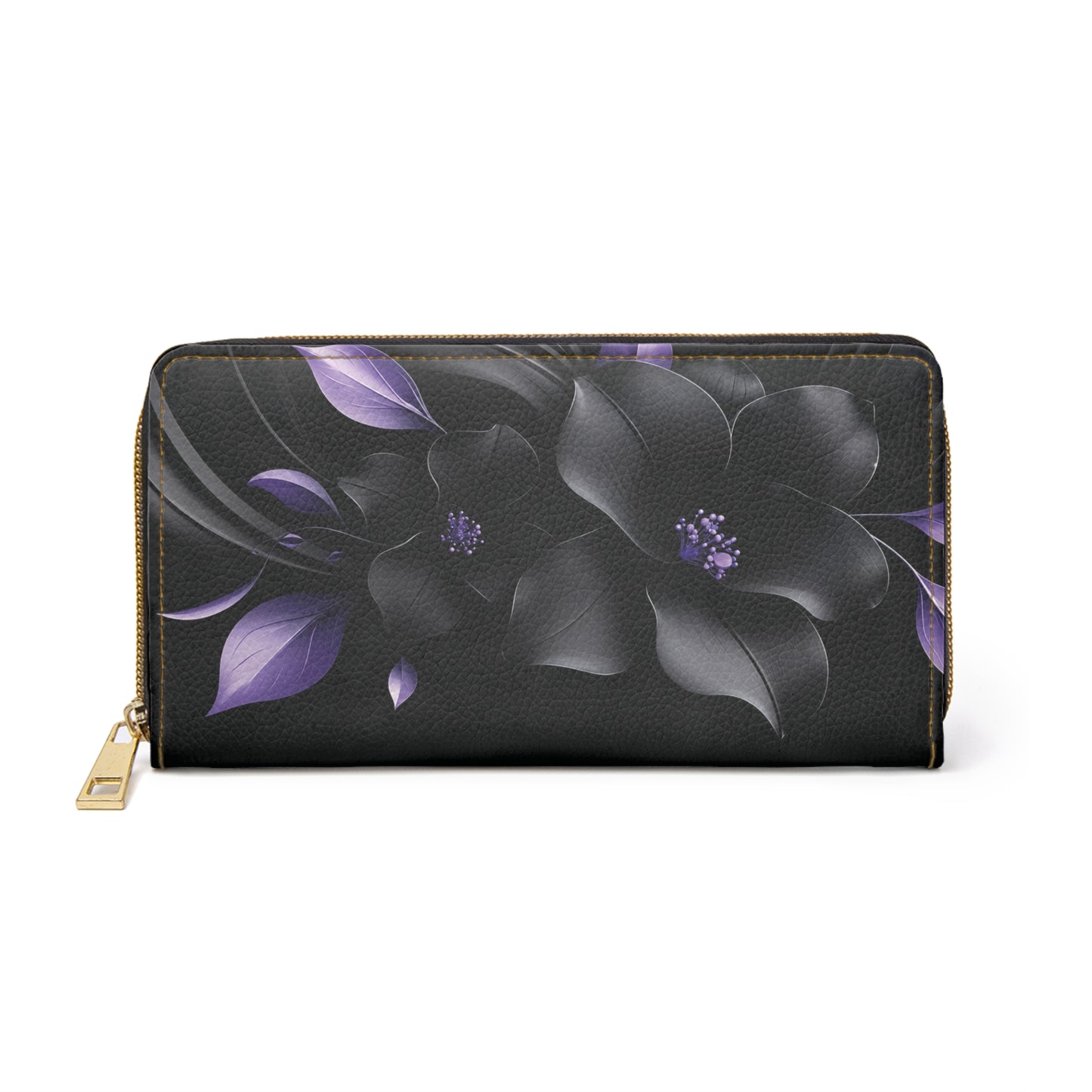 Midnight Lavender™ Zipper Wallet | Floral Faux Leather Travel Wallet