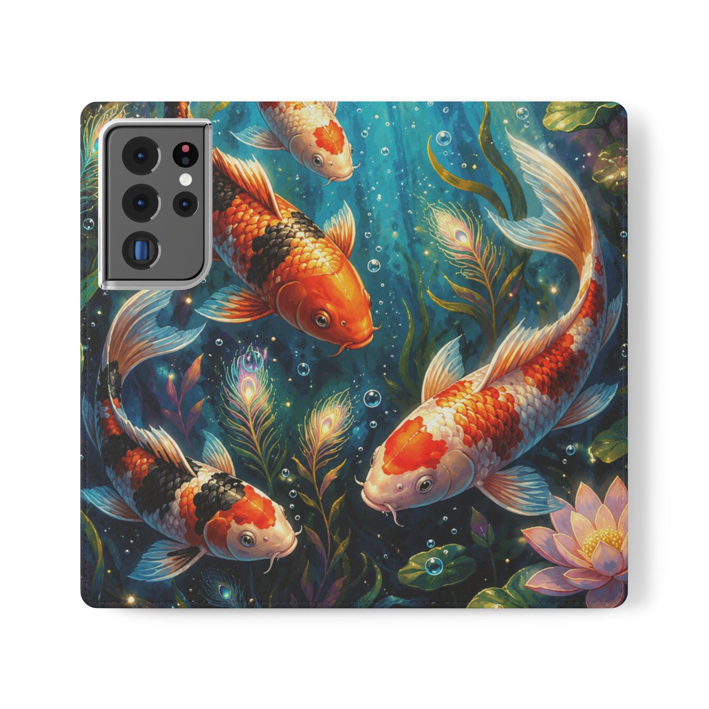 Koi Serenity™ Premium Leather Flip Wallet Case for Samsung Galaxy
