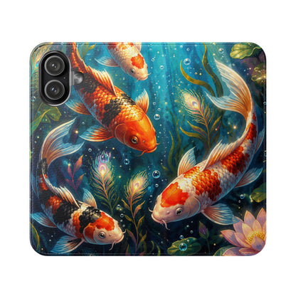 Koi Serenity™ Premium Leather Flip Wallet Case for iPhone